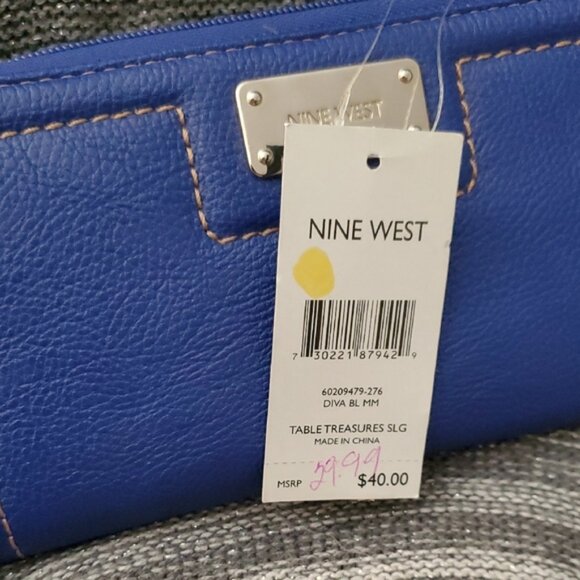 New Nine West Royal Blue Zip-Around Wallet - Picture 8 of 12